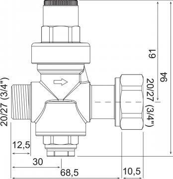 Réducteur de pression après compteur d'eau/Arrivée M  Sortie F 20x27(3/4)